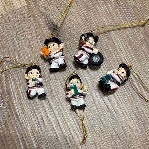 Charming Dale Earnhardt #3 Racing Elf Ornament Set - Black, White, Gold